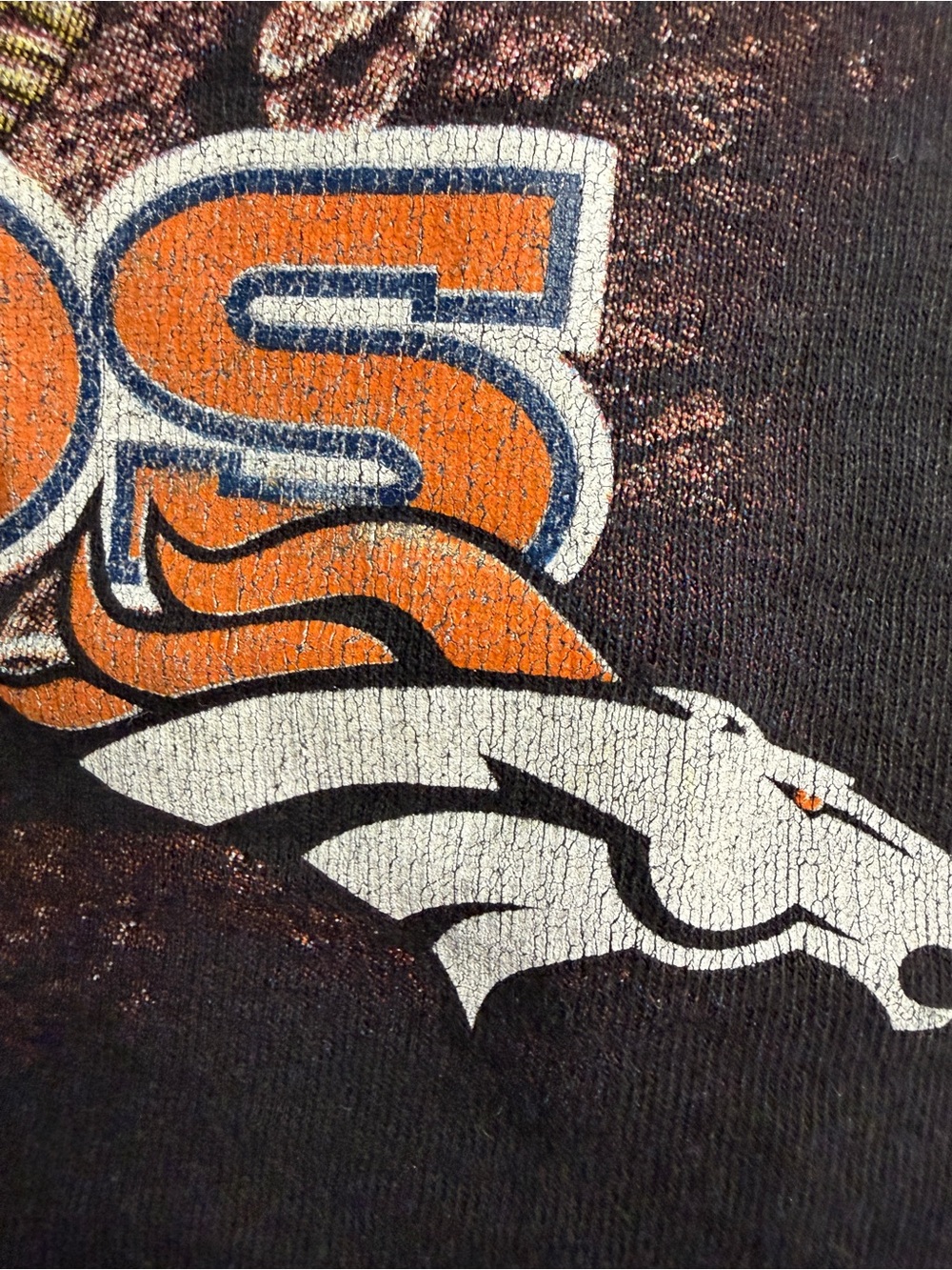 Vintage ‘90s NFL Broncos Mile High MagiGraphic Tee - Orange & Navy Helmet Design - Picture 6 of 6